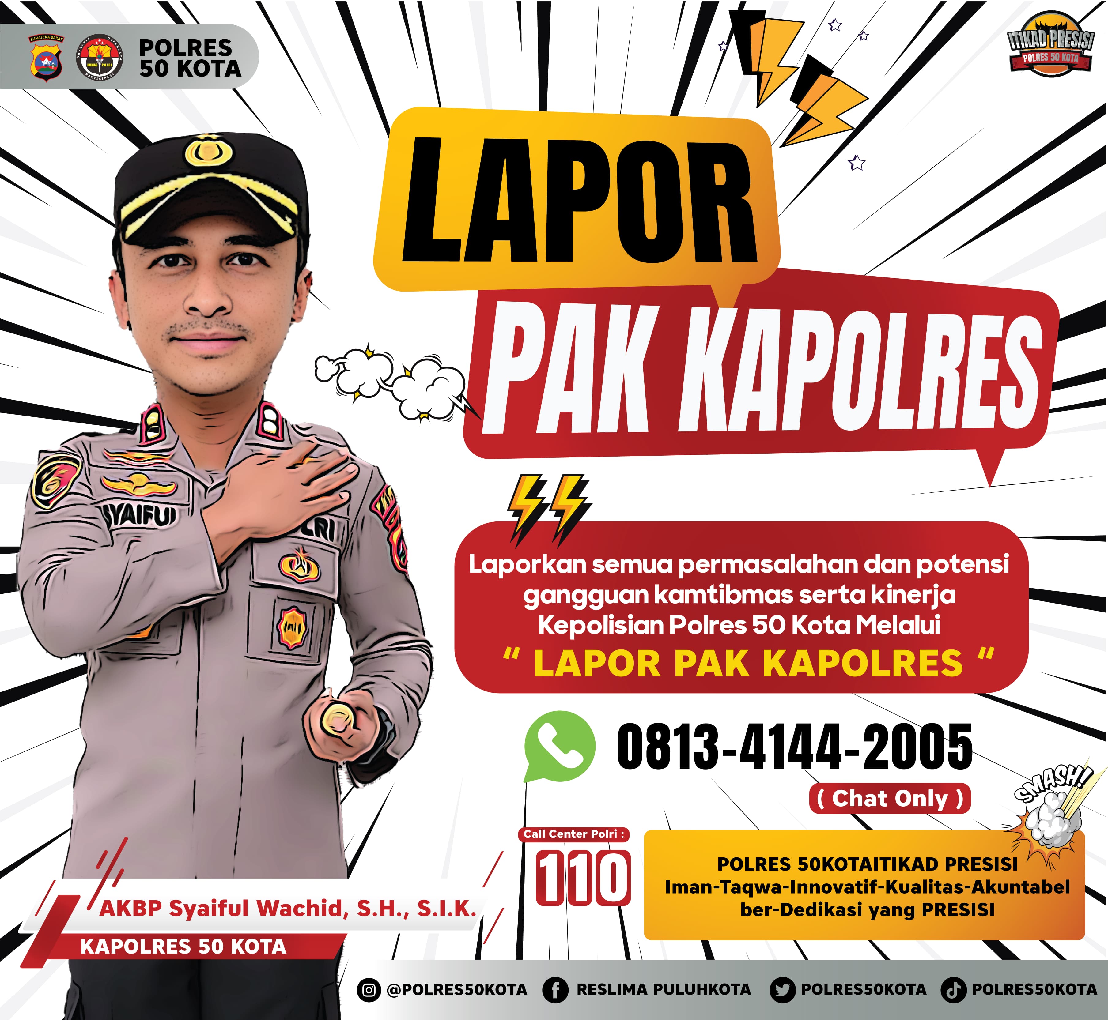 Kapolres 50 Kota Buka Layanan ‘Lapor Pak Kapolres’